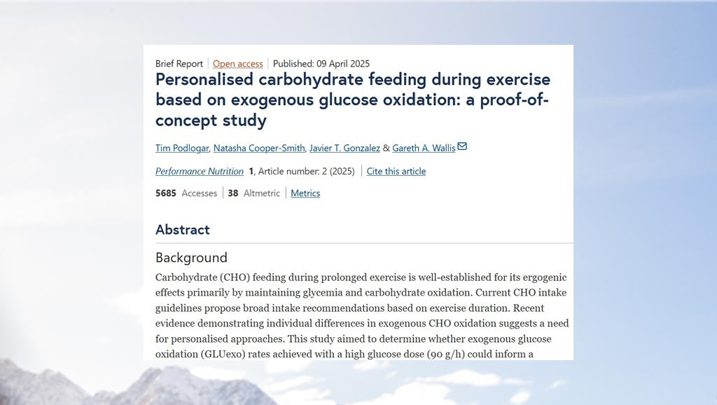Study on personalized carbohydrate fueling by Dr. Tim Podlogar